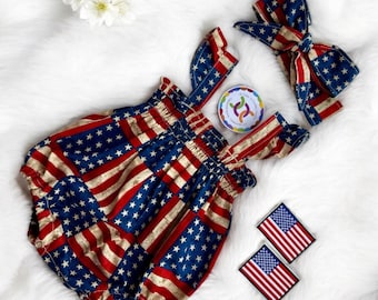 Conjunto de mameluco patriótico para bebé: atuendo del 4 de julio con estrellas y rayas