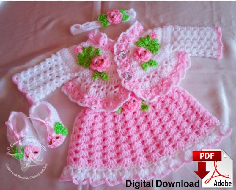 Crochet Pattern Baby Dress Newborn to 12 Months image 1