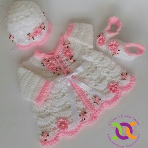 Crochet Baby Outfit Pattern: Cardigan, Bonnet & Booties (PDF Download) image 3