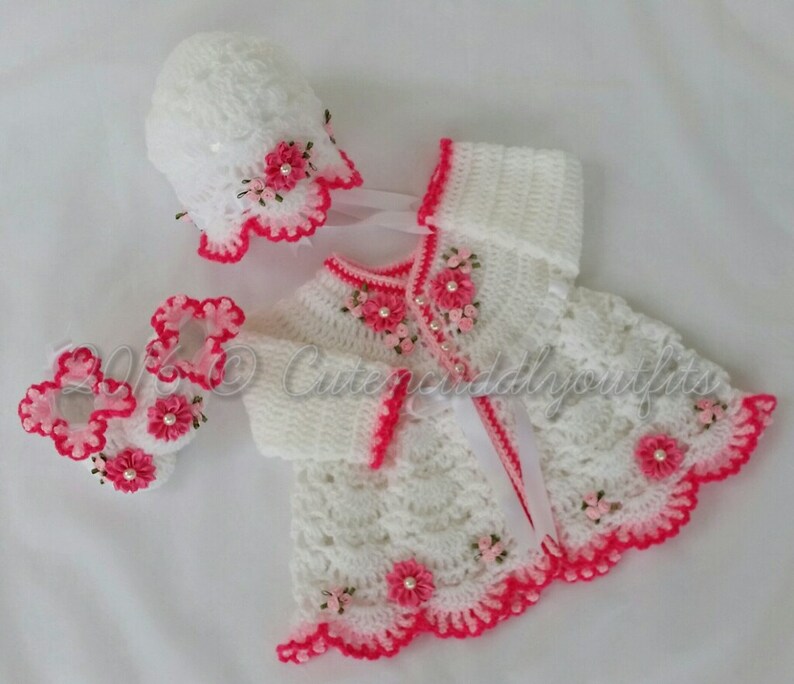 Crochet Baby Outfit Pattern: Cardigan, Bonnet & Booties (PDF Download) image 7