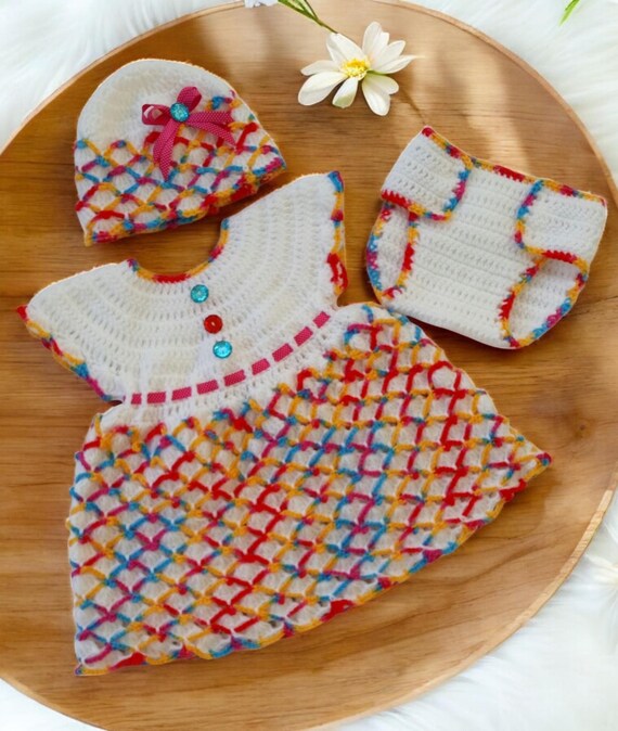 Crochet Baby Dress Pattern: Outfit with Headband & Booties (PDF Pattern)