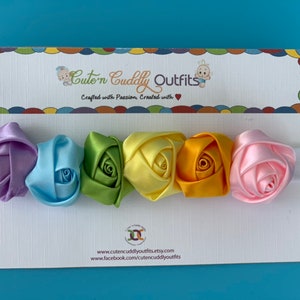 Rainbow baby headband, Rainbow Pride headband, Baby Girl Flower Headband, Rainbow baby gift, Baby Girl Headband, Newborn floral Headband image 2