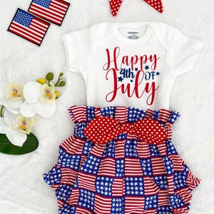 USA Baby Girl Outfit, 4th of July Baby Girl Outfit, Patriotic Baby Clothes Set, Infant Red White Blue Baby Outfit