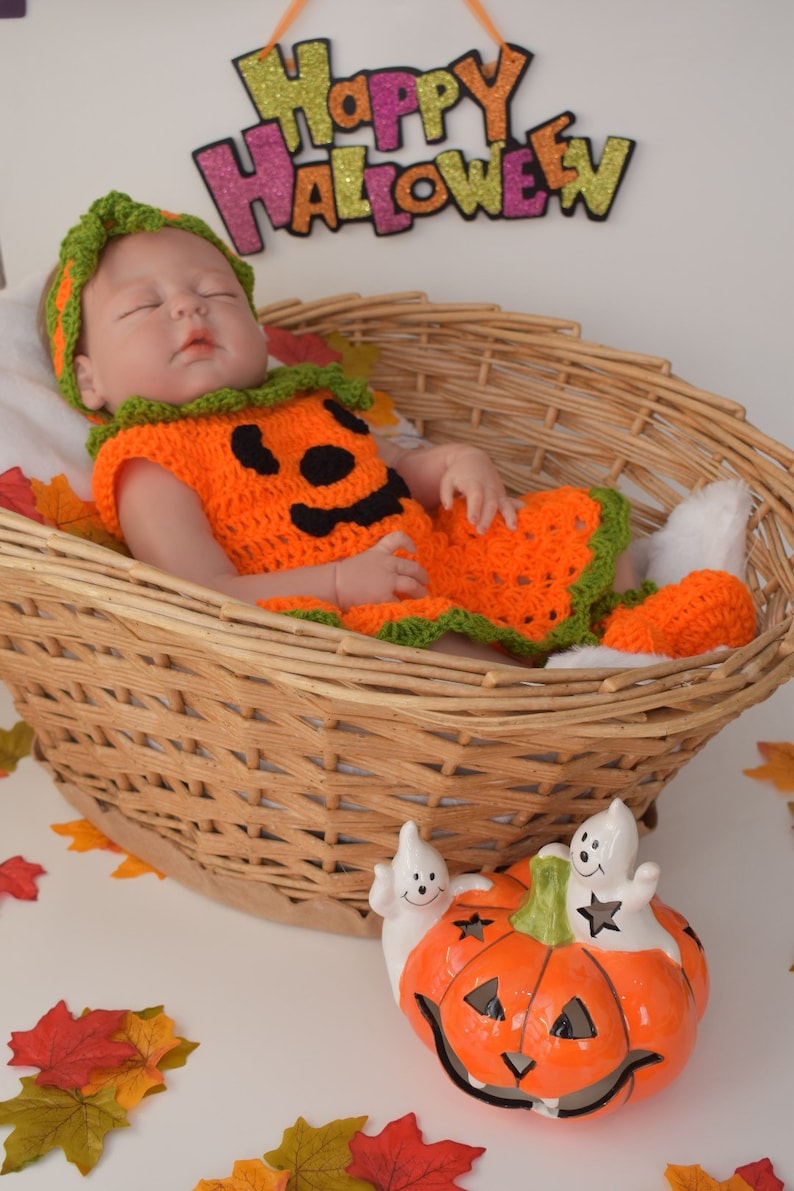 Baby Pumpkin Costume Newborn Baby Halloween Costume Newborn Etsy