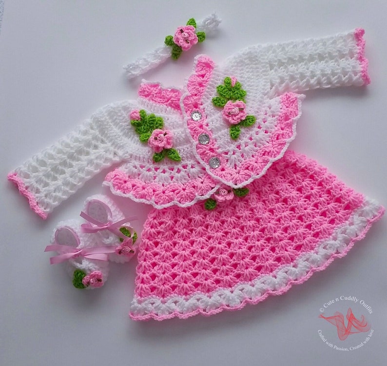 Crochet Pattern Baby Dress Newborn to 12 Months image 7