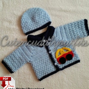 Baby Crochet Pattern, Boys Crochet Pattern, Crochet Cardigan , Crochet baby Pattern, baby outfit,  baby clothes boy, Baby shower, baby boy