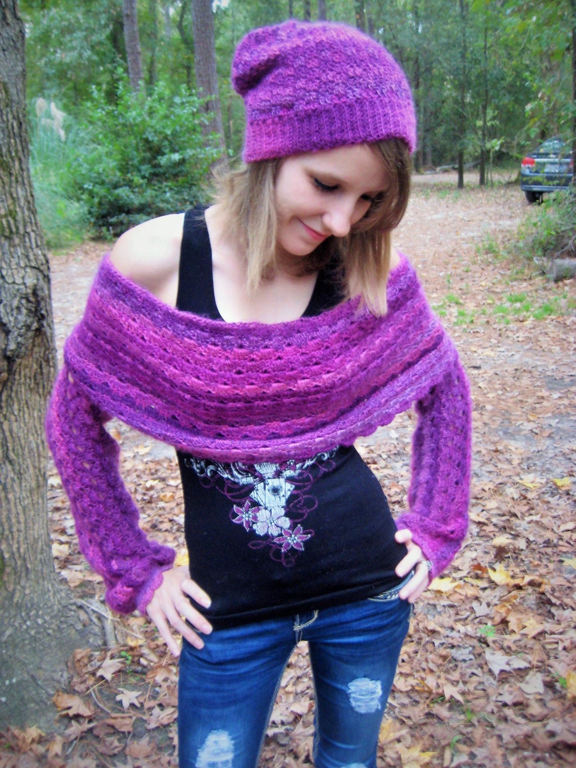 Wrap Around Shrug Infinity Scarf Long Sleeve Shrug Crochet Etsy