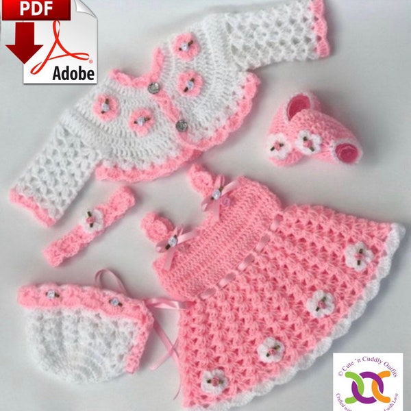 Robe bébé au crochet pour nouveau-né à 12 mois