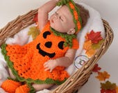 Baby Pumpkin Costume for Newborn, Halloween Outfit, Cute Photo Prop, Baby’s First Halloween