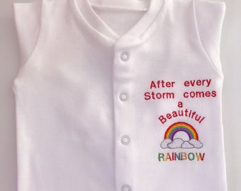 Rainbow baby, Rainbow Baby Clothes, Rainbow Baby Outfit, Coming Home outfit Baby, Newborn Outfit, After Every Storm Custom Sleeping Suit