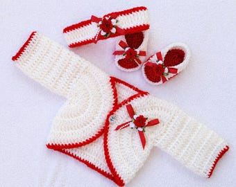 Crochet Baby Cardigan Set Pattern: CAROLE Outfit (PDF Pattern)