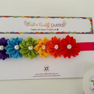 Rainbow headband, Rainbow flower headband, baby headband, rainbow baby headband, Newborn photo prop, Rainbow baby gift, summer baby headband