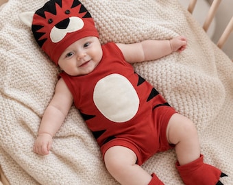 Organic Cotton Baby Tiger Costume: Newborn Halloween Outfit