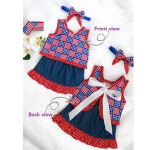 4th of July Baby Girl Shirt, USA Baby Girl Outfit, Patriotic Baby Clothes Set, Infant Red White Blue Baby Outfit