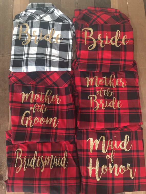 Red And Black Plaid Flannel Shirts Bridal Flannels Flannel Etsy