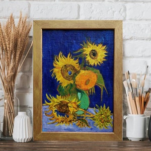 Sunflower painting , Vincent van Gogh art , sunflower art , van Gogh reproduction , Van Gogh painting , original oil painting , floral art