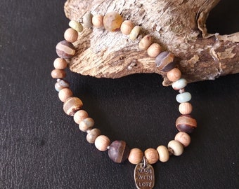 Agate coconut wood bead bracelet, Spiritual Bracelet, Tibetan Agate Bracelet