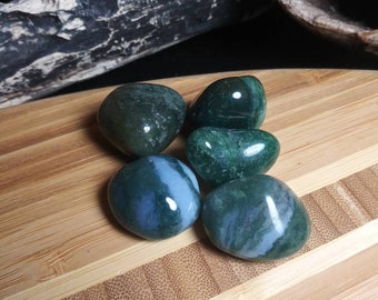 Moss Agate Stones - tumbled moss agate - tumbled tree agate stones - 1" moss agate crystals