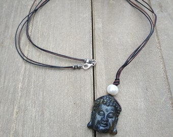 Labradorite Buddha Necklace - Tibetan Labradorite Necklace