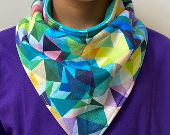 Special Needs Bandanna Bib PRISMS and Choice of SOLID fully reversible absorbent bibs children to adult | Droolist Special Needs Bibs