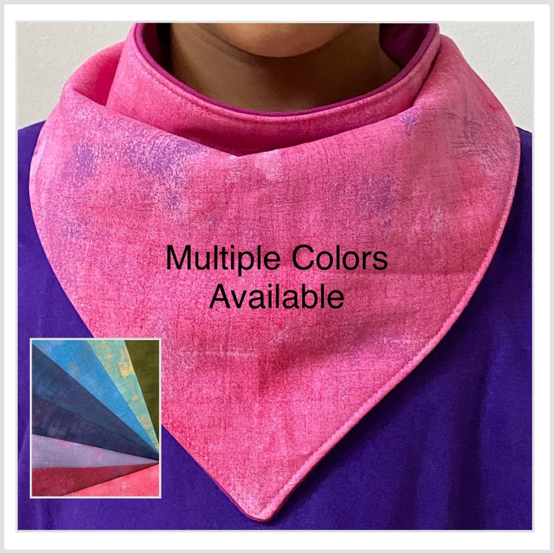 Special Needs Bandanna Bib for Kids Bibs for Adults, Droolist Bibs Waterproof Layer, Absorbent, Reversible Bibs VARIEGATED/Solid Color image 1