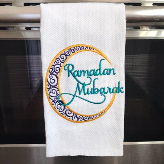 Ramadan Mubarak Crescent Moon Embroidered Towel Ramadan Home Etsy
