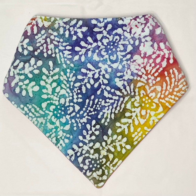 Special Needs Bandanna Bib Absorbent, Reversible to Solid Color, Kids to Adult Bibs, Scarf Bib Inner Waterproof Layer BATIK FLORAL Droolist afbeelding 4