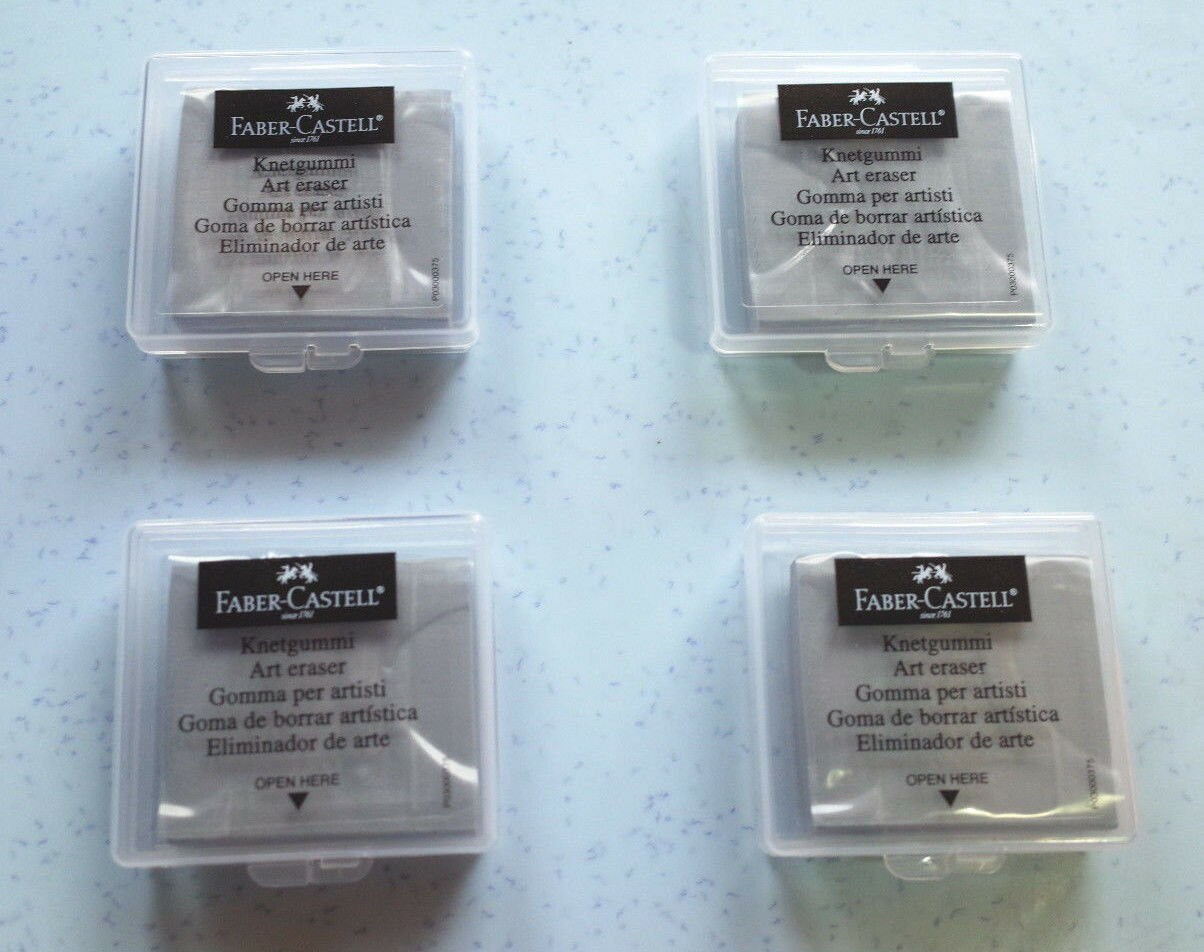 Faber-Castell Erasers - Drawing Art Kneaded Erasers, Large Size Grey - 4 Pack