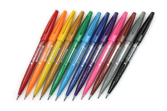 Pentel Fude Touch Brush Sign Pen 6 Colors Set A