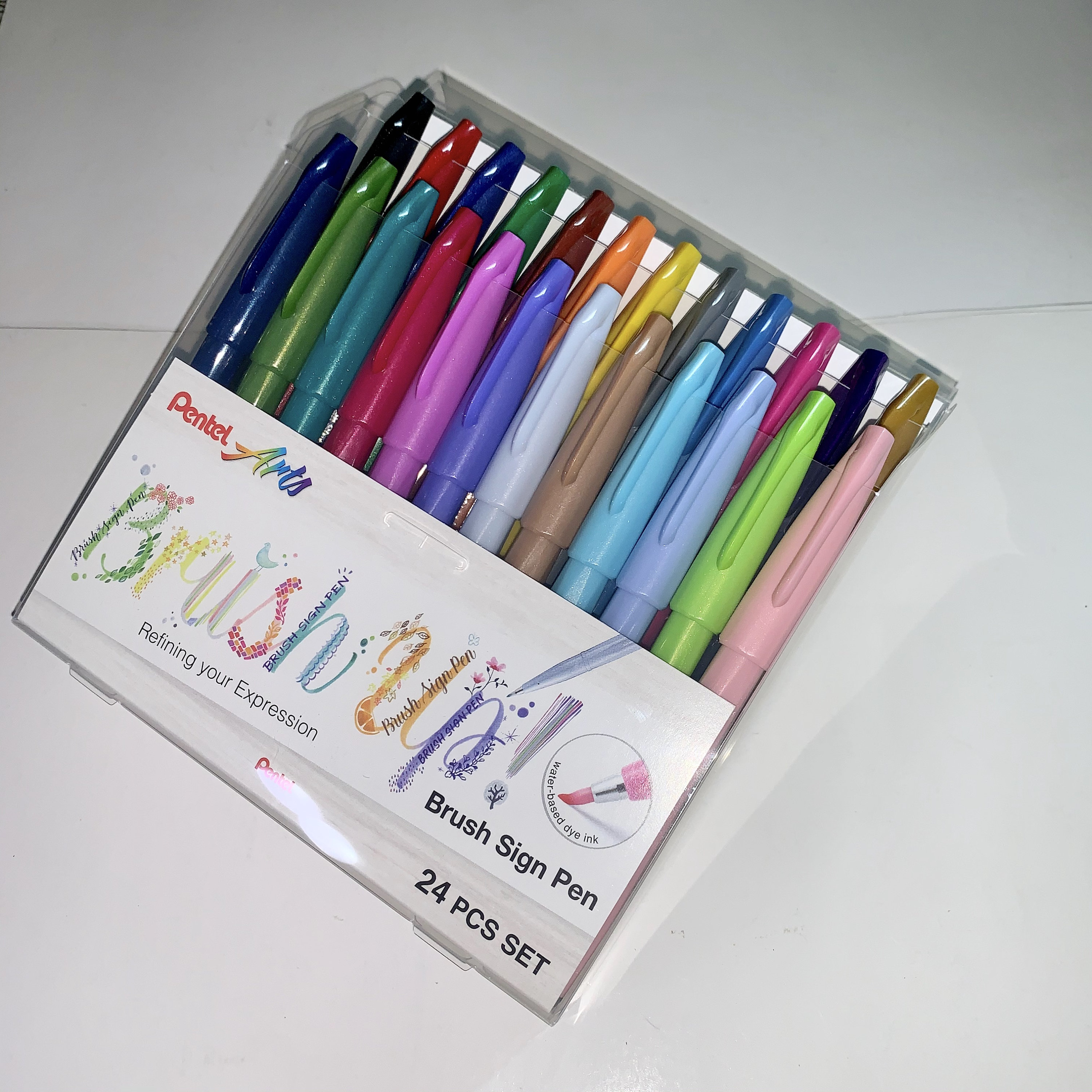 12colors Japan Pentel Touch Brush Pen Set Color Calligraphy Pens Lettering  Pennarelli Journal Supplies Felt Tip Sign Pens