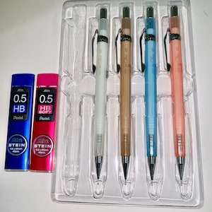 Pentel 0.5mm P200 Clena  mechanical pencil Limited Edition 4 color set +2 tubes refill lead