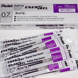 12 stuks Pentel Energel-navulling 0,7 mm violette inktkleur Made in Japan, één dozijn in doos