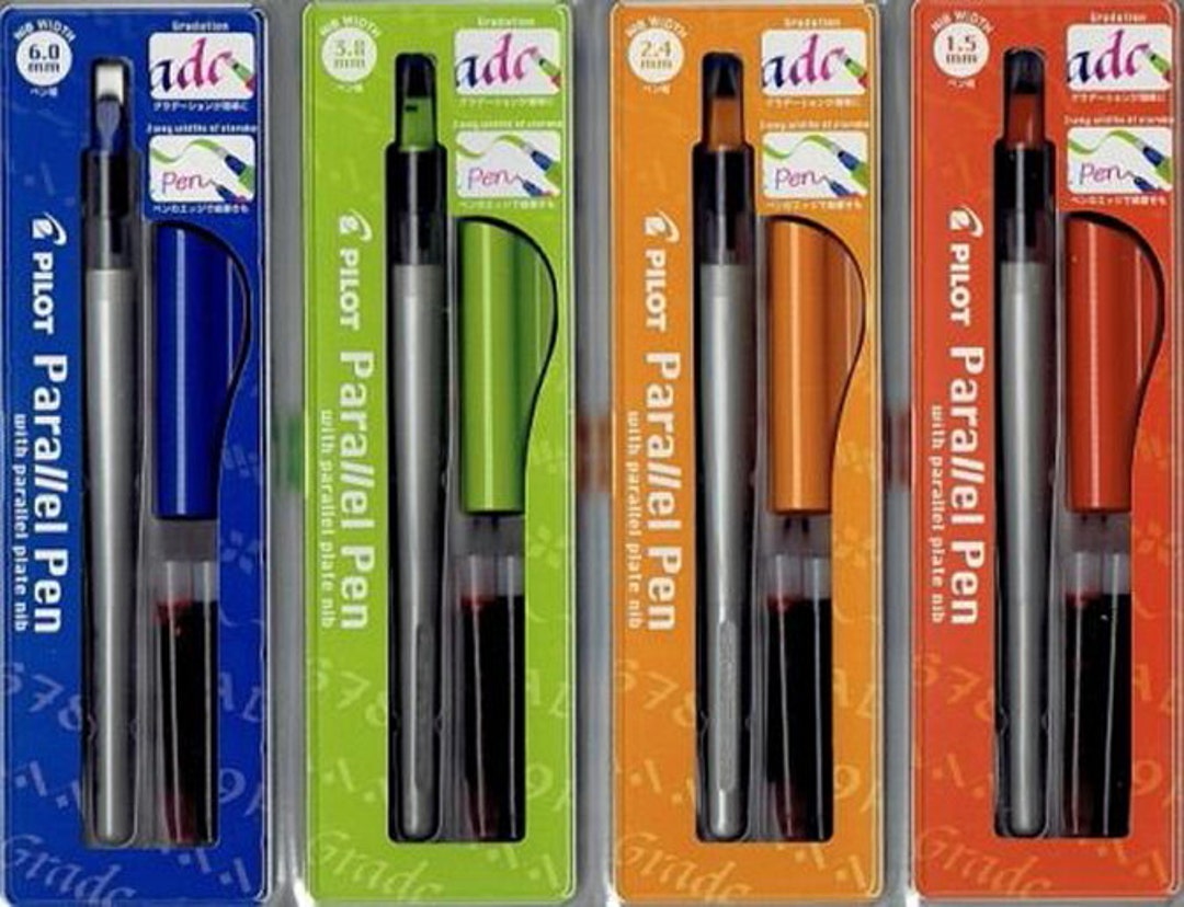 Pilot Parallel Calligraphy Pen 4 Size Set 1.5mm 2.4mm 3.8mm 6.0mm Nib