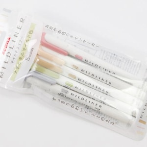 ZEBRA  Mildliner Double-Sided Highlighter - Fine / Bold - 5 Natural Color Set