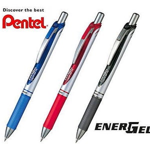 3 X  Pentel EnerGel  Retractable Gel  Pen 0.7mm BL77 Black,Red,Blue ink