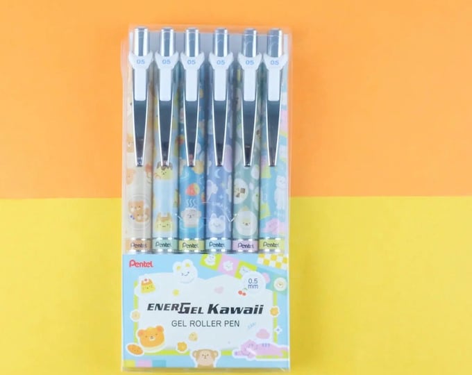 Pentel EnerGel New collection of  Kawaii inspired by Japanese Onomatopoeia 6 pens set 0.5mm