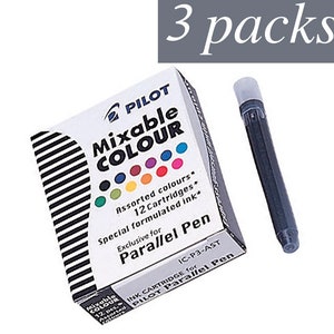 3 X Pilot Parallel Calligraphy Pen Refill - 12 Colors assorted ink cartridges