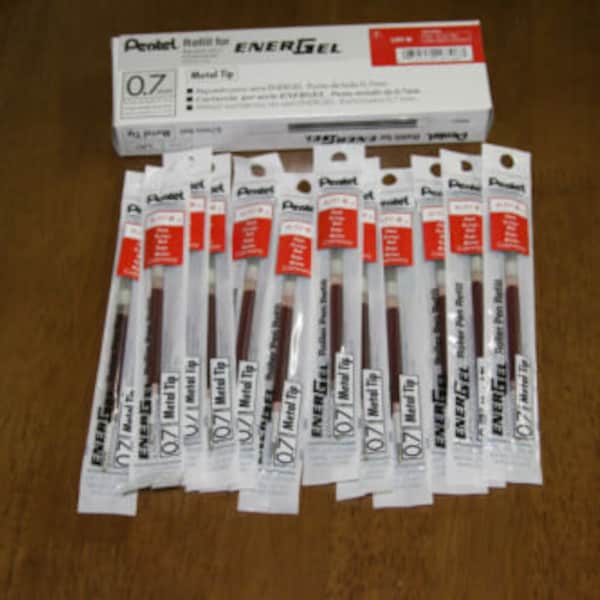 12 pcs Pentel Energel Refill 0.7mm RED color Made in Japan one dozen in box