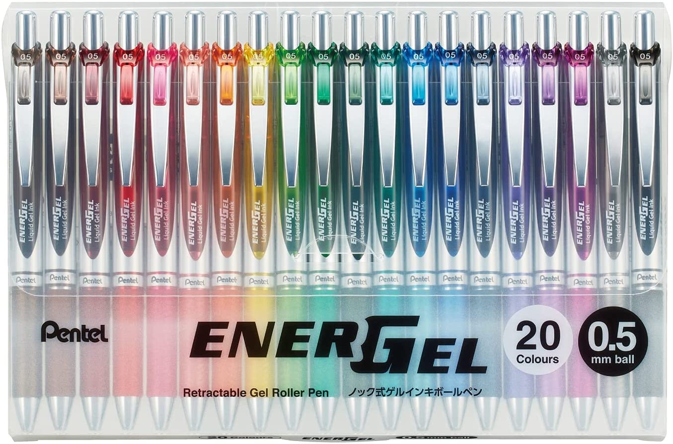 20 Colors Set Pentel Energel Retractable Gel Pen 0.5mm Japan Version Box  Set Gift Set. 20 Years Limited Version 