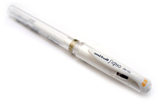 Uni-ball UM 153 Signo Broad Point Gel Pen - White - Pack of 3