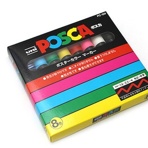 Uni Posca PC-5 M Lackmarker - Mittlere Spitze - 8 Farben Box Set