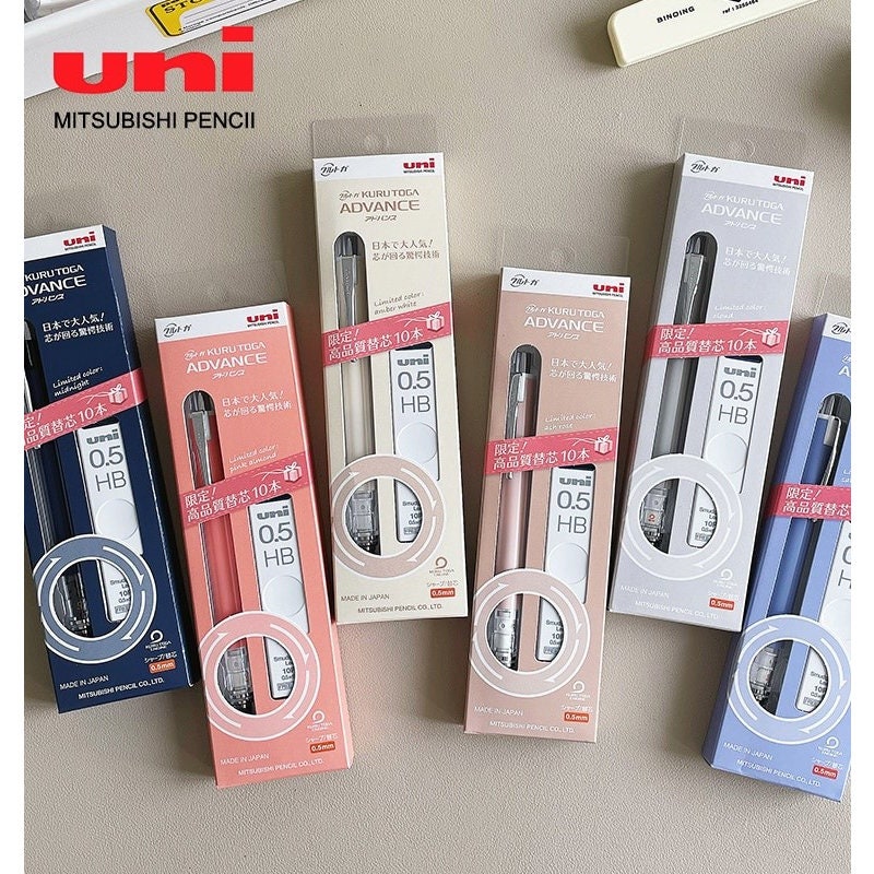 Uni Kuru Toga ADVANCE  Mechanical Pencil 0.5 mm assort colors + refill lead. Limited Edition