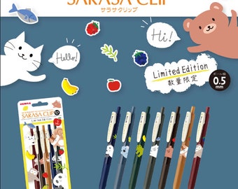 Zebra Sarasa Clip 2023 animals pop up 0.5mm 5 pen set