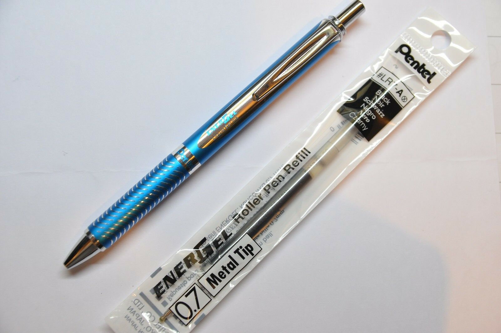 Japan 12pcs Pentel Ener Gel LR7 0.7mm fine roller ball pen only refill Navy Blue 