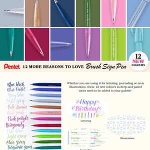 24 colors New Pentel fude touch brush Sign Pen 24 colors BOX | Etsy