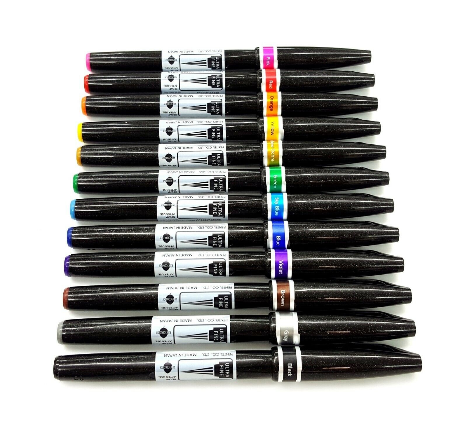Black 5pcs NEW Pentel SESF30C Ultra Fine Brush Sign Pen Artist