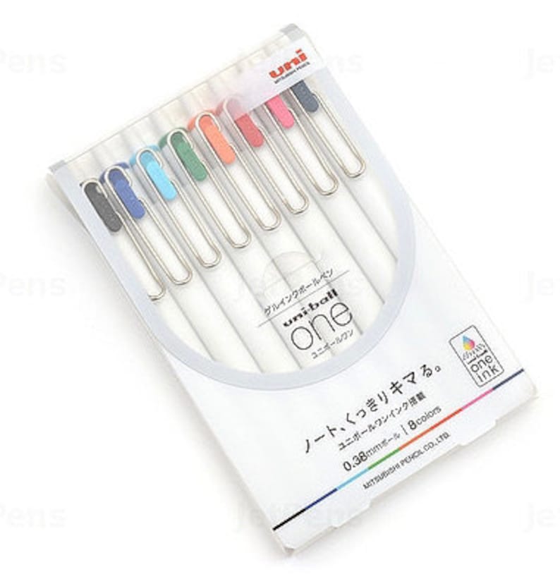Uniball One Gel Pen 0.38 Mm 8 Color Set.made in Japan Etsy