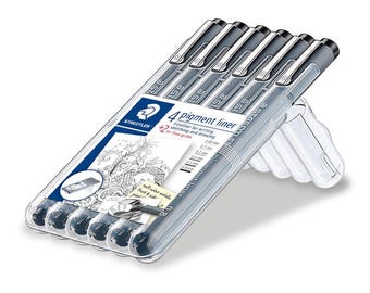 Staedtler Pigment Liner 308 Marker Pen - Set of 6 Line Widths 6 pens.