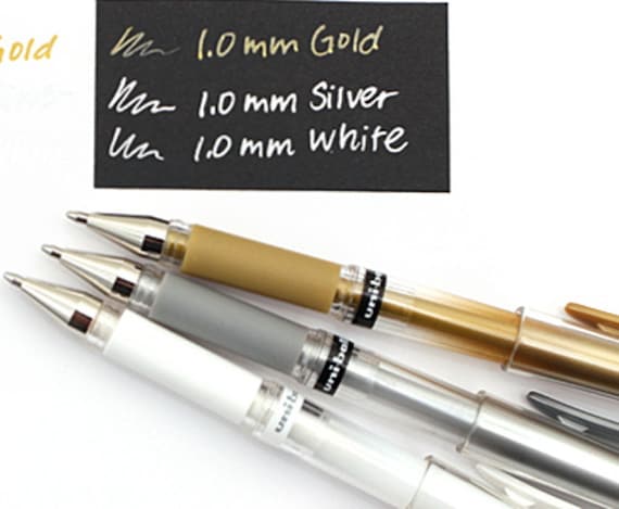 Stylo bille encre gel - or, blanc ou argent - Calligraphie