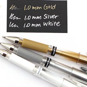 3 x UNI-BALL SIGNO impact White,Gold,Silver Gel Pen Pigment Ink 1.0mm